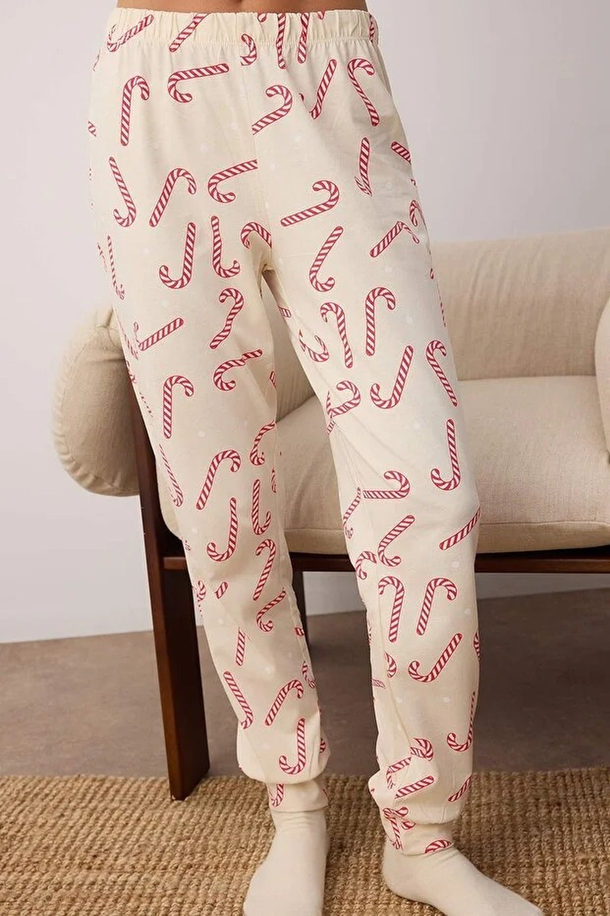 2-Piece 100% Cotton Christmas Themed Knit Pajama Set