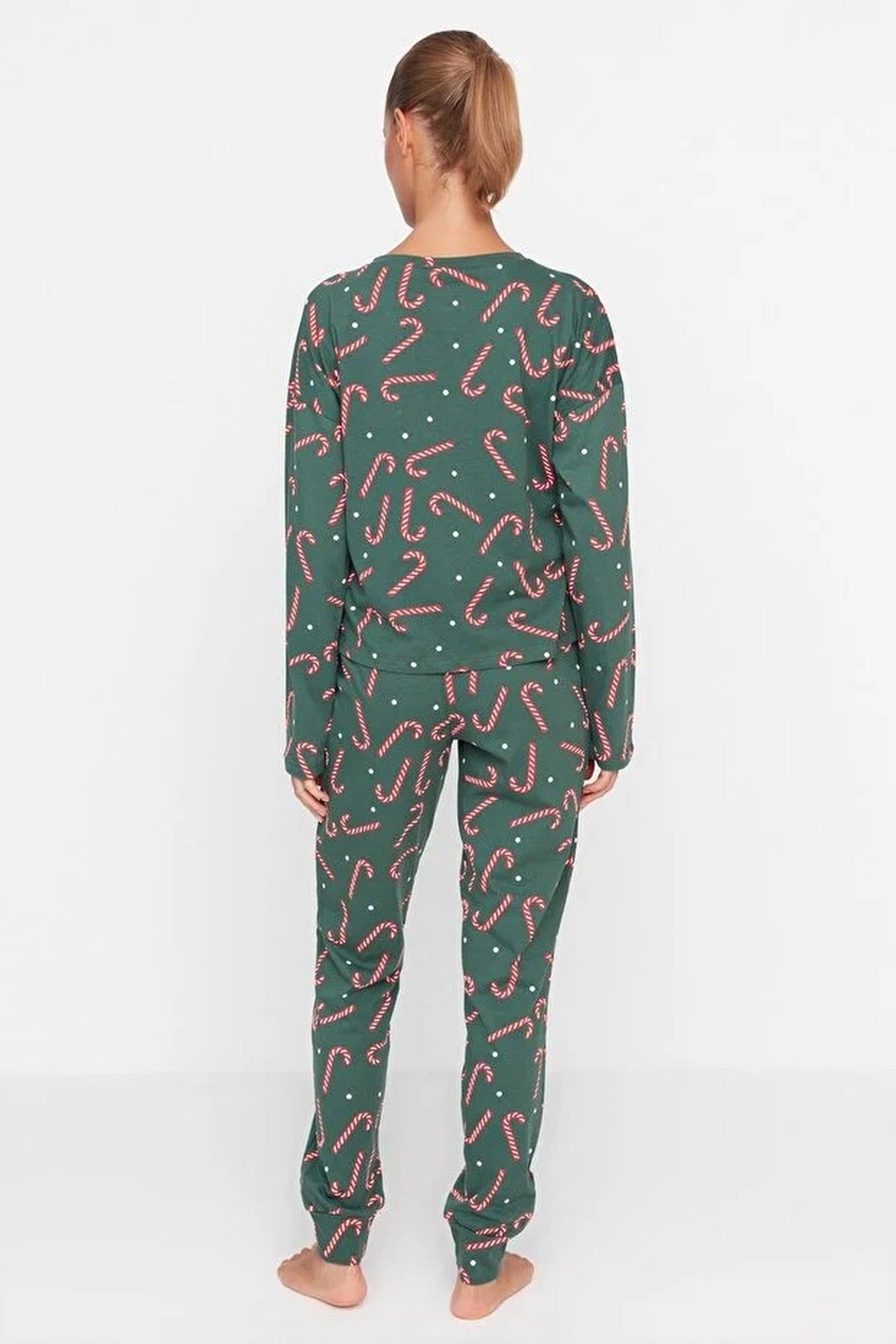 2-Piece 100% Cotton Christmas Themed Knit Pajama Set