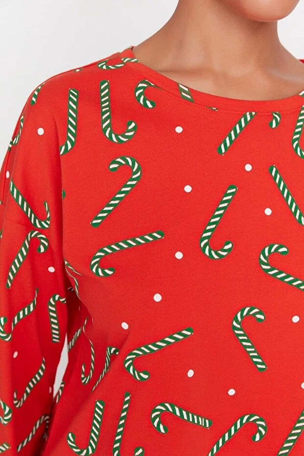 2-Piece 100% Cotton Christmas Themed Knit Pajama Set