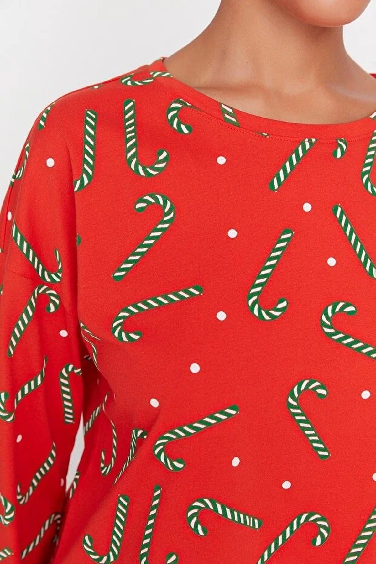 2-Piece 100% Cotton Christmas Themed Knit Pajama Set