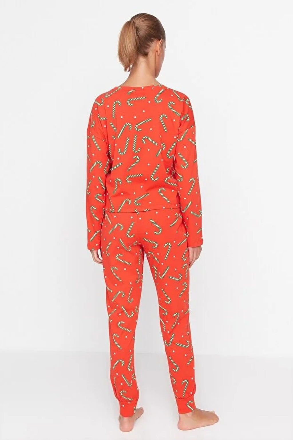 2-Piece 100% Cotton Christmas Themed Knit Pajama Set