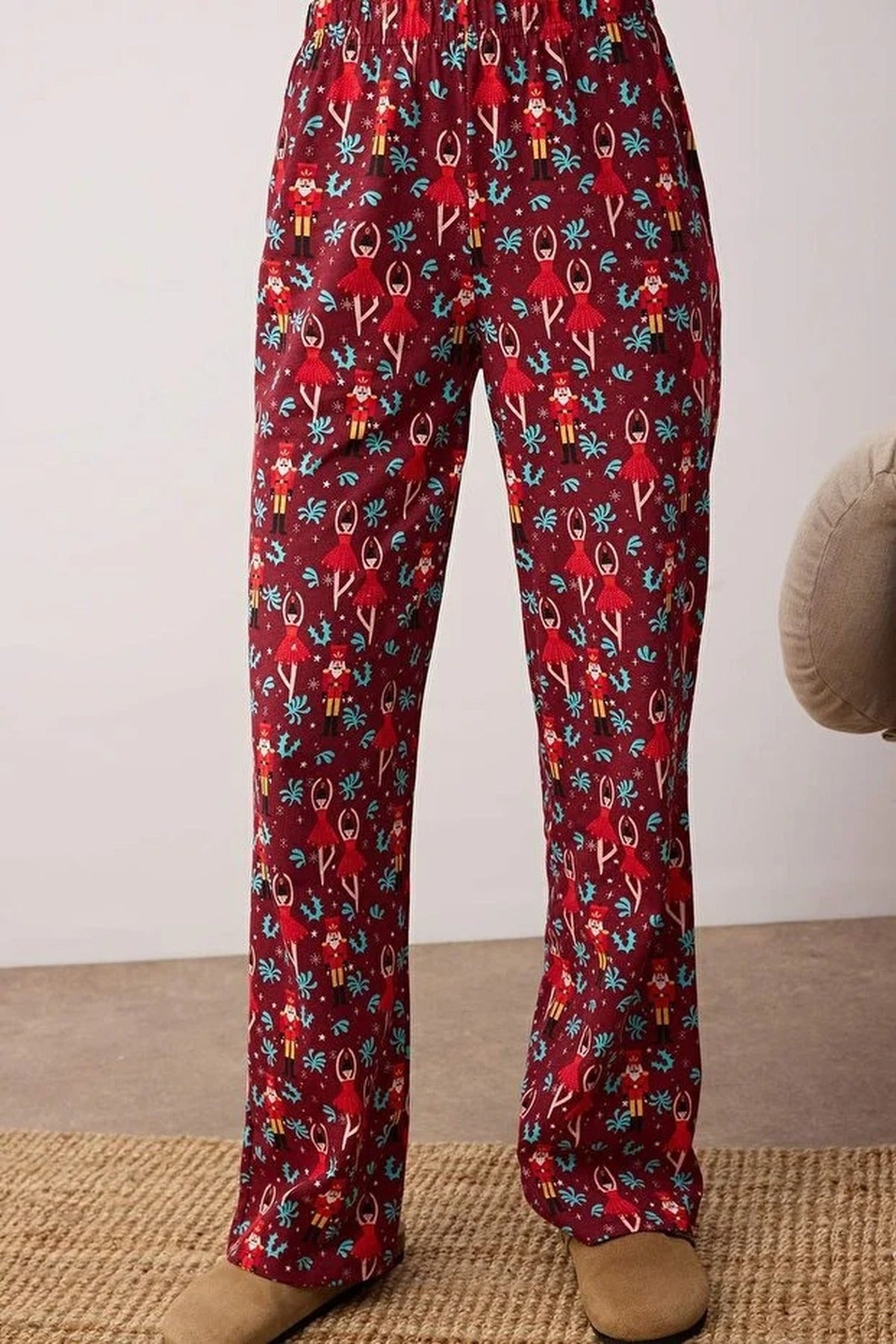 2-Piece 100% Cotton Christmas Themed Knit Pajama Set