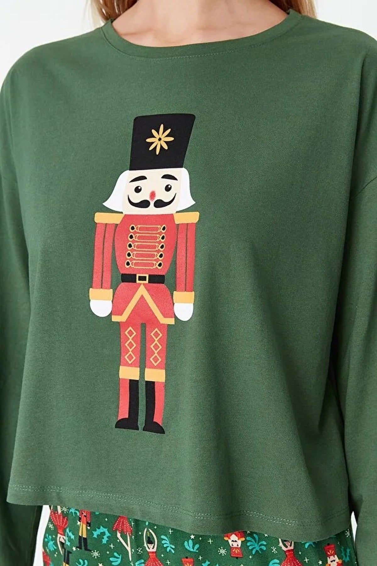 2-Piece 100% Cotton Christmas Themed Knit Pajama Set