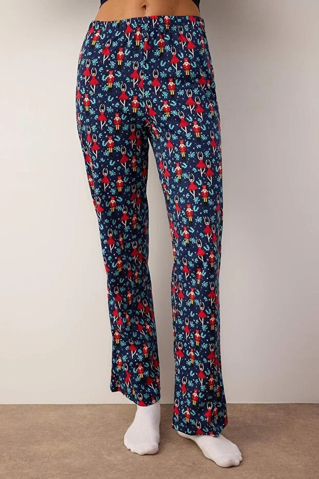 2-Piece 100% Cotton Christmas Themed Knit Pajama Set