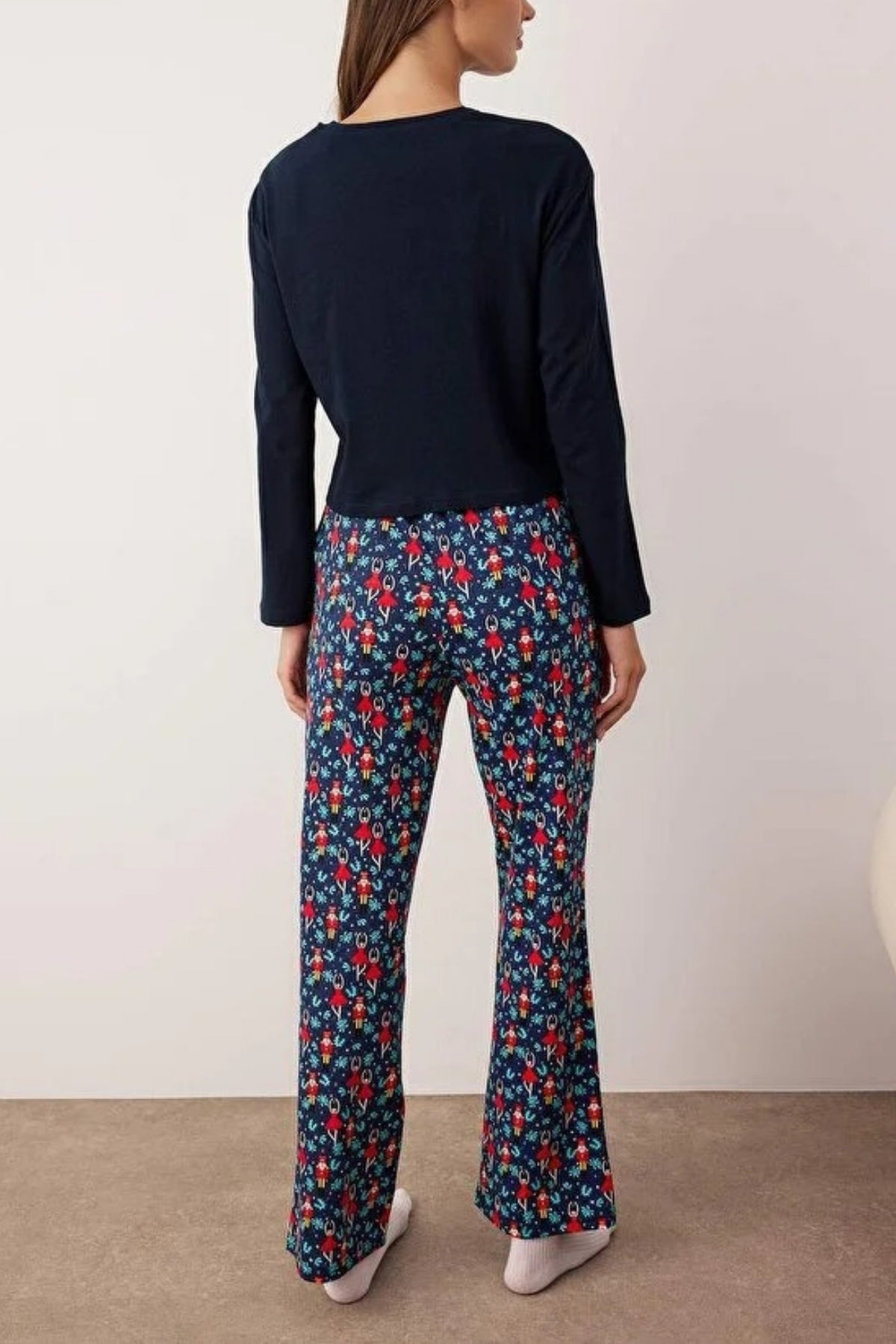 2-Piece 100% Cotton Christmas Themed Knit Pajama Set