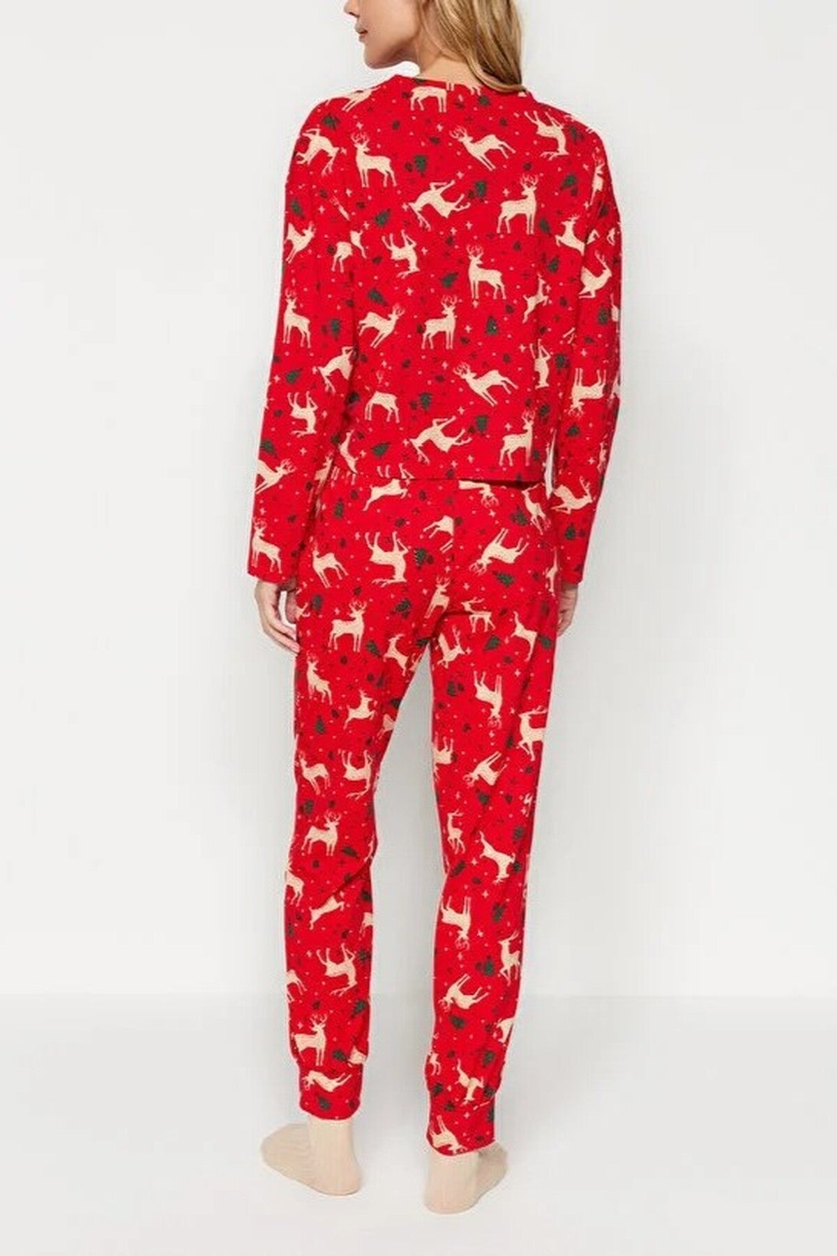 2-Piece 100% Cotton Christmas Themed Knit Pajama Set