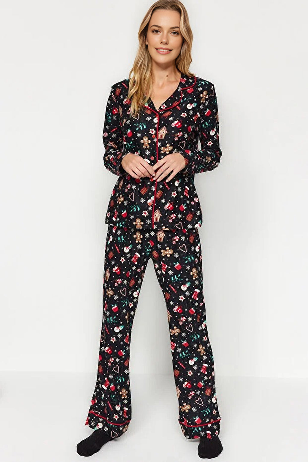 2-Piece Christmas Themed Knit Pajama Set