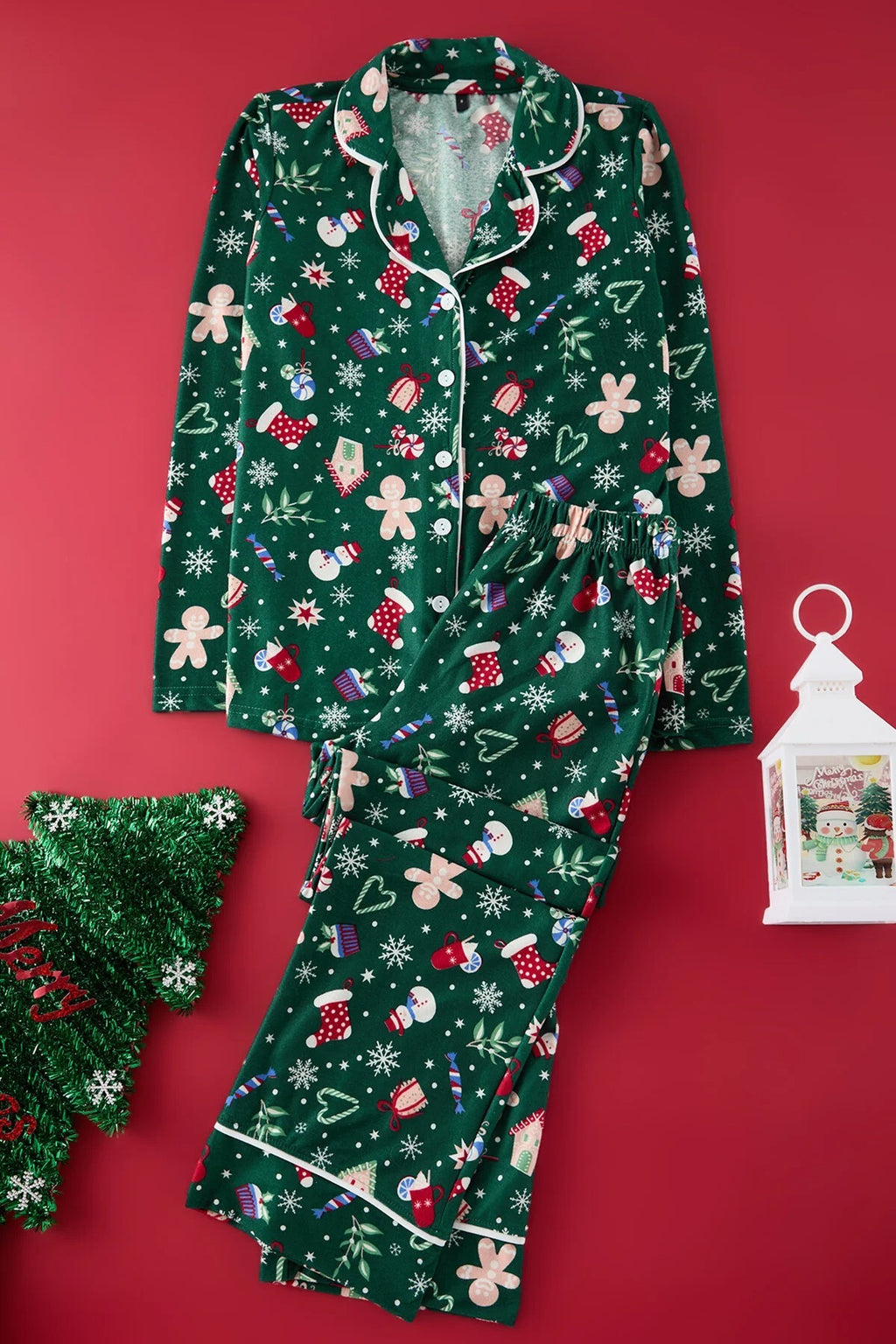 2-Piece Christmas Themed Knit Pajama Set