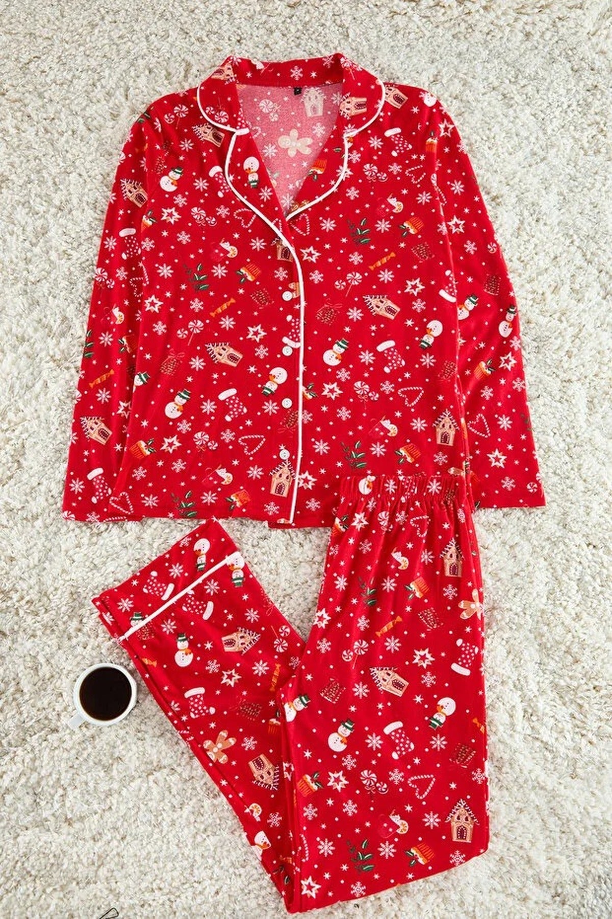 2-Piece Christmas Themed Knit Pajama Set