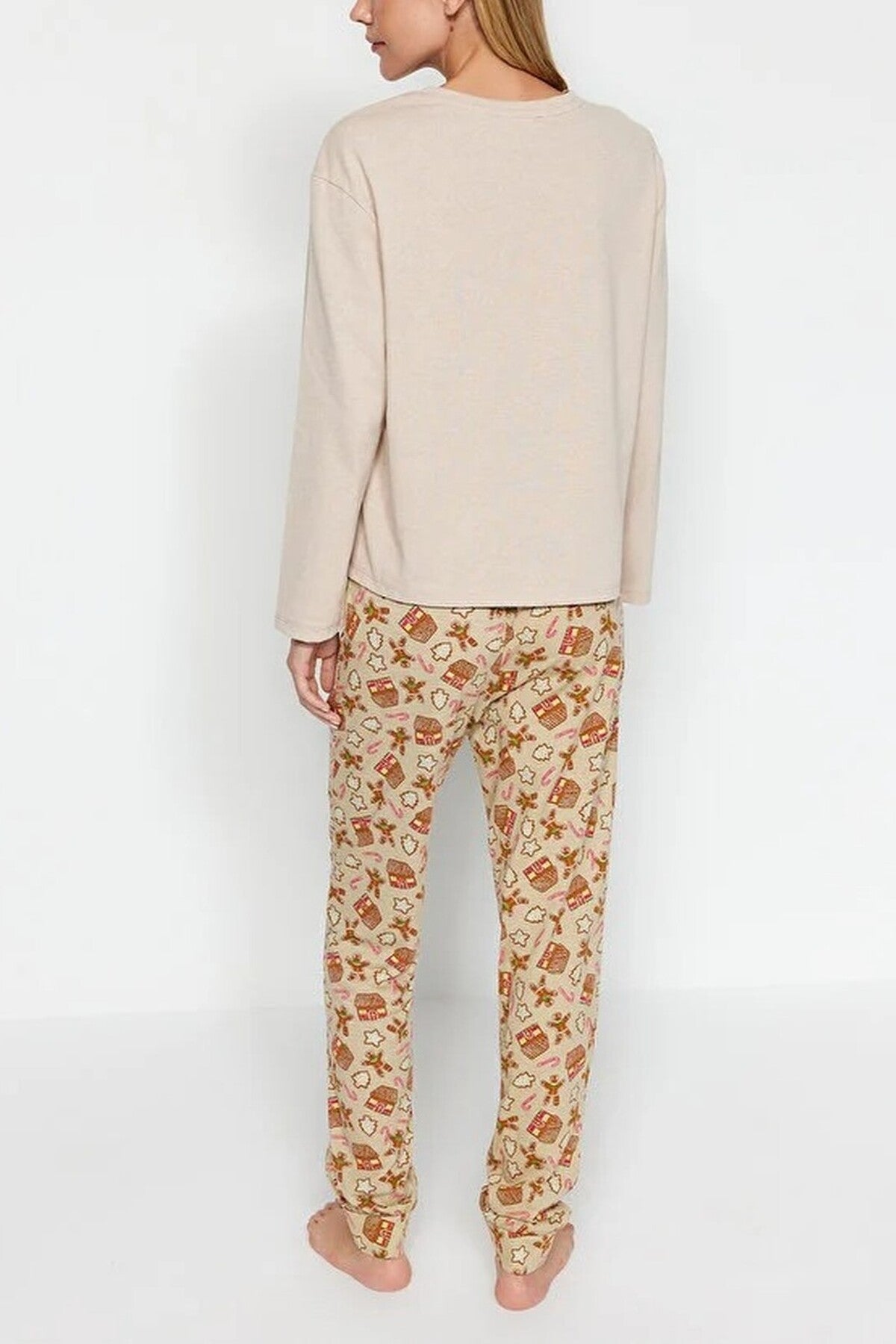 2-Piece 100% Cotton Christmas Themed Knit Pajama Set