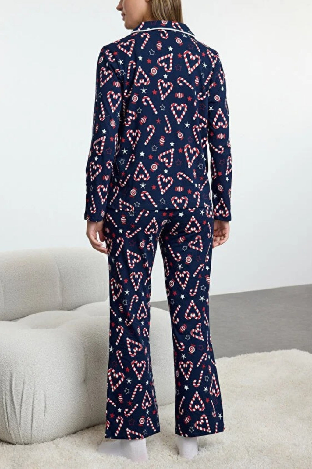 2-Piece 100% Cotton Christmas Themed Knit Pajama Set