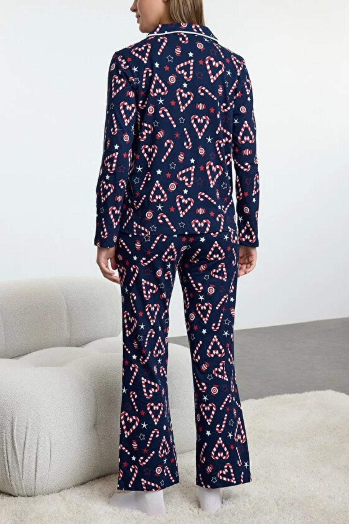 2-Piece 100% Cotton Christmas Themed Knit Pajama Set