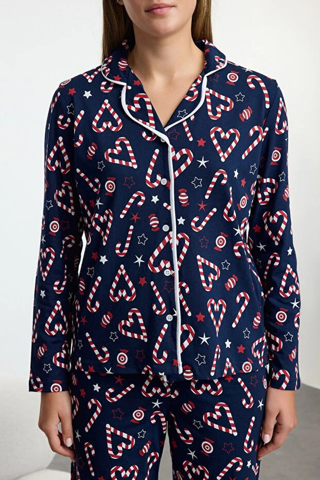 2-Piece 100% Cotton Christmas Themed Knit Pajama Set