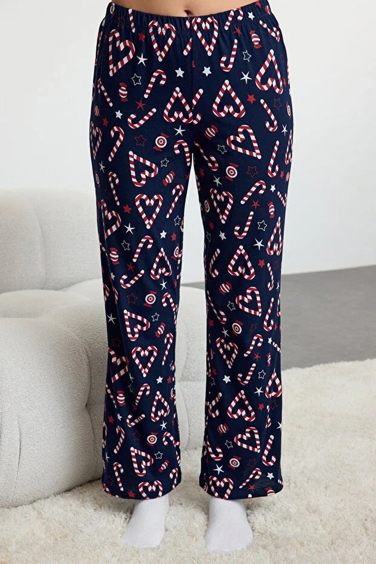 2-Piece 100% Cotton Christmas Themed Knit Pajama Set