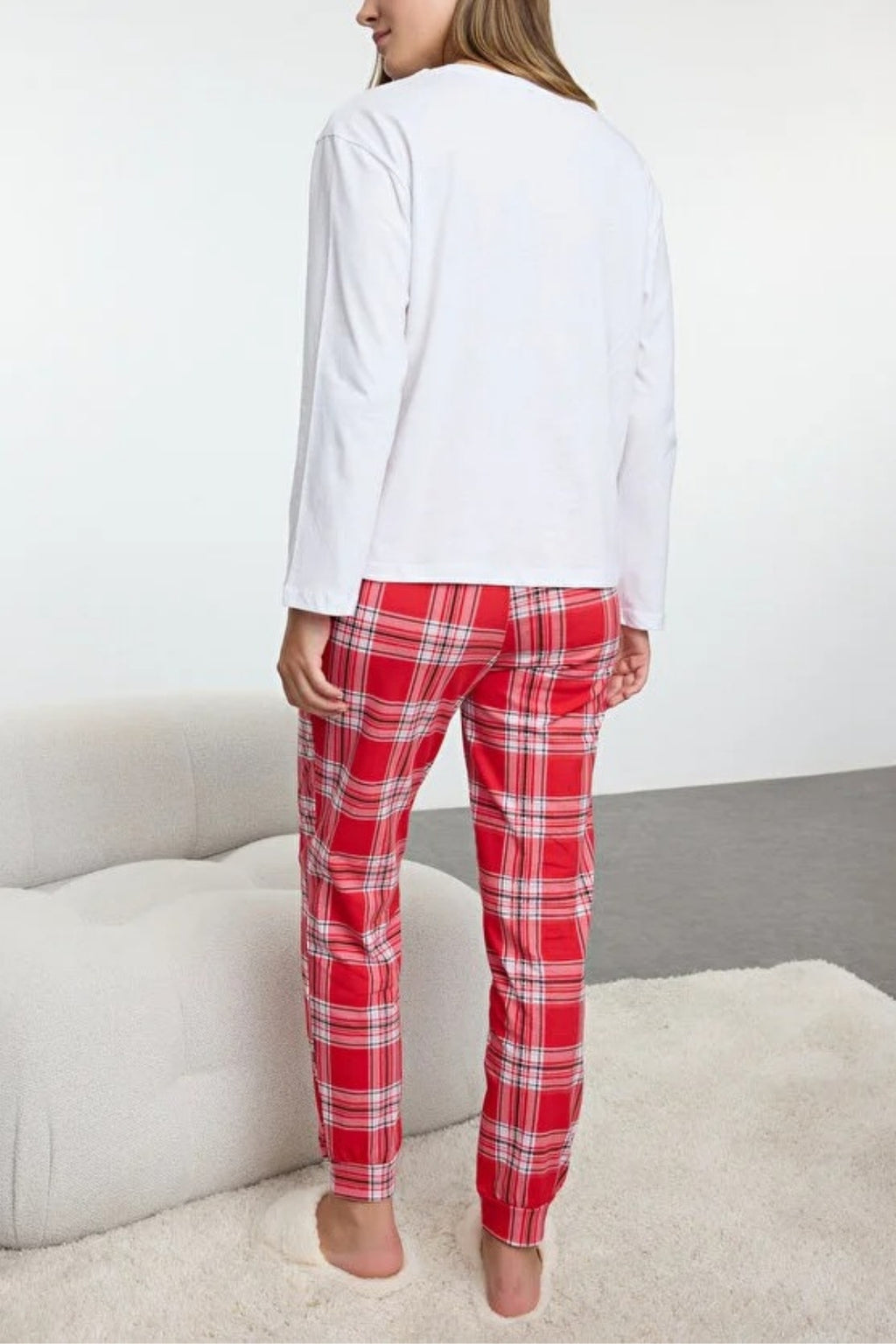 2-Piece 100% Cotton Christmas Themed Knit Pajama Set