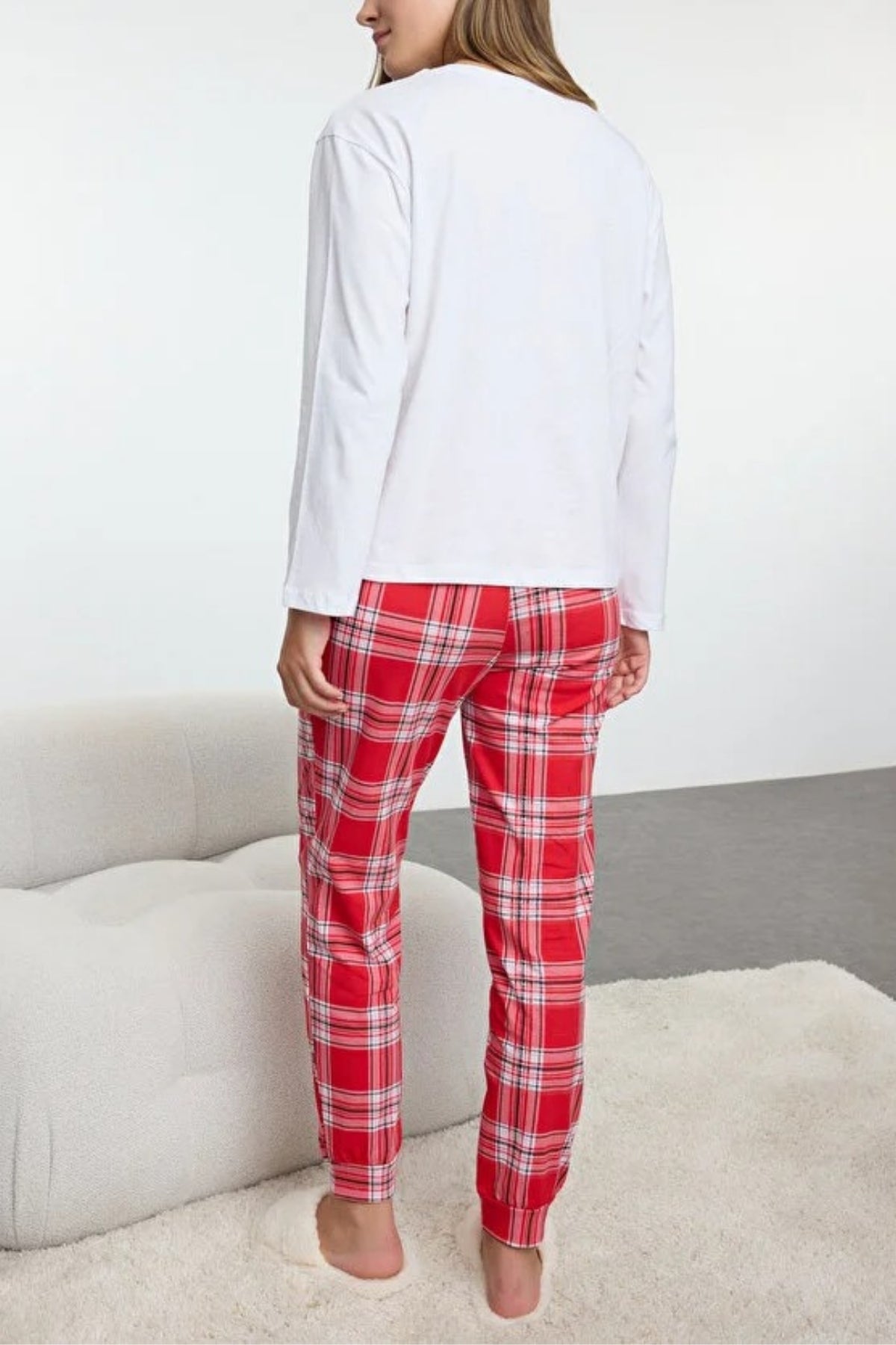 2-Piece 100% Cotton Christmas Themed Knit Pajama Set