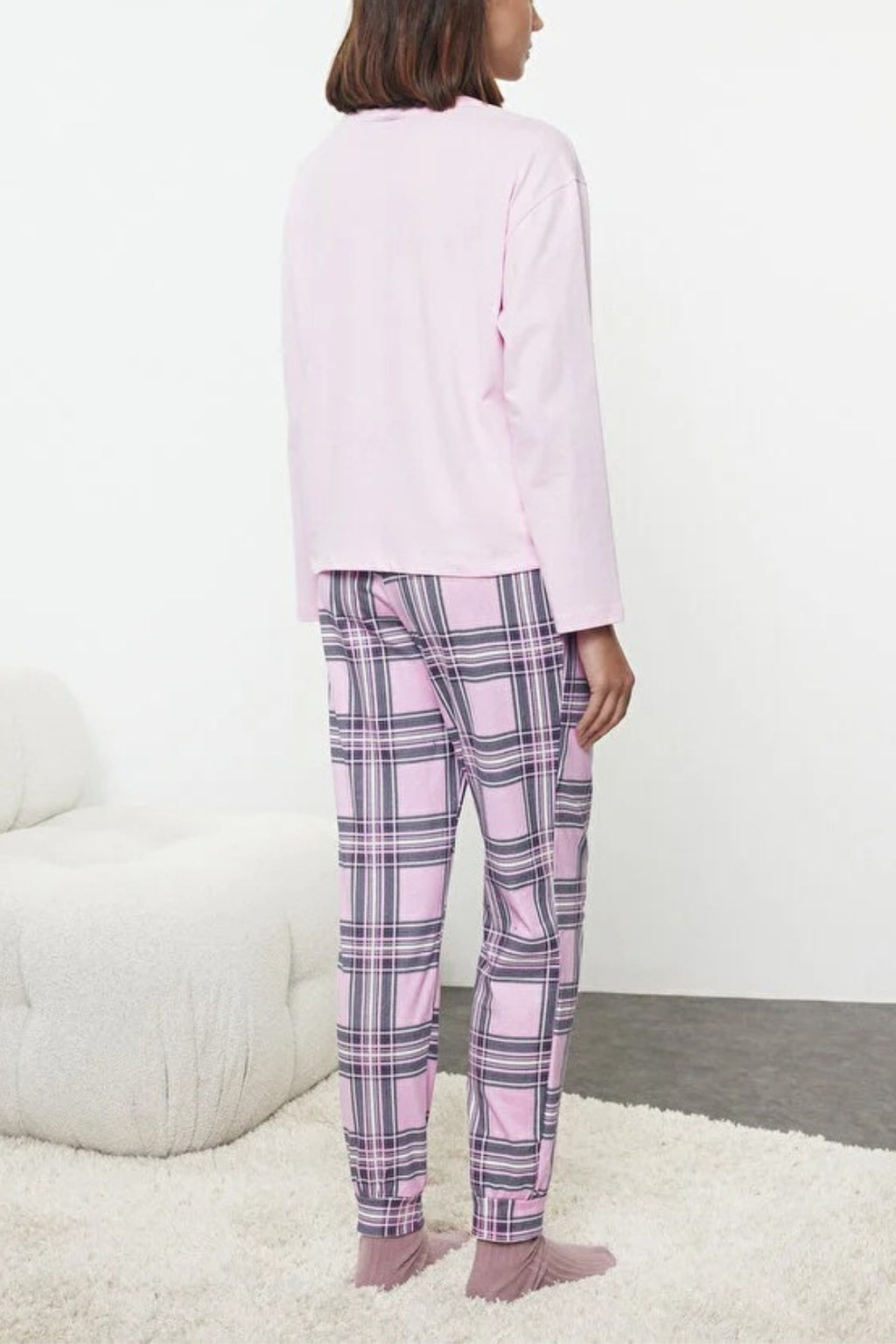 2-Piece 100% Cotton Christmas Themed Knit Pajama Set