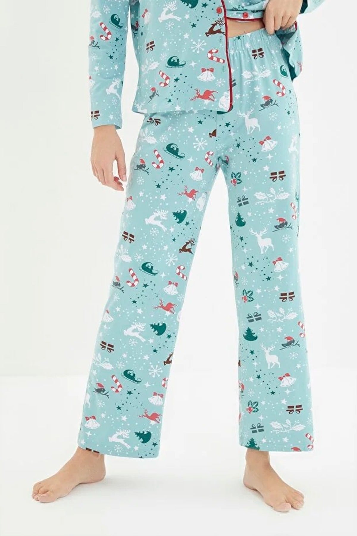 2-Piece 100% Cotton Winter Themed Knit Pajama Set