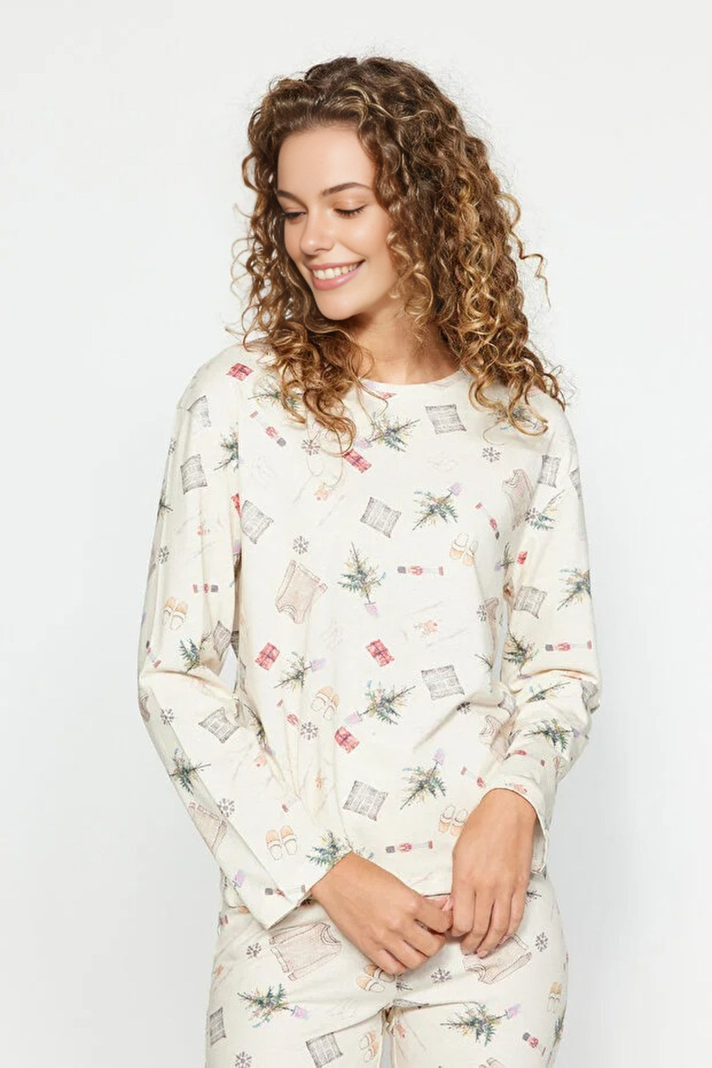 2-Piece 100% Cotton Winter Themed Knit Pajama Set