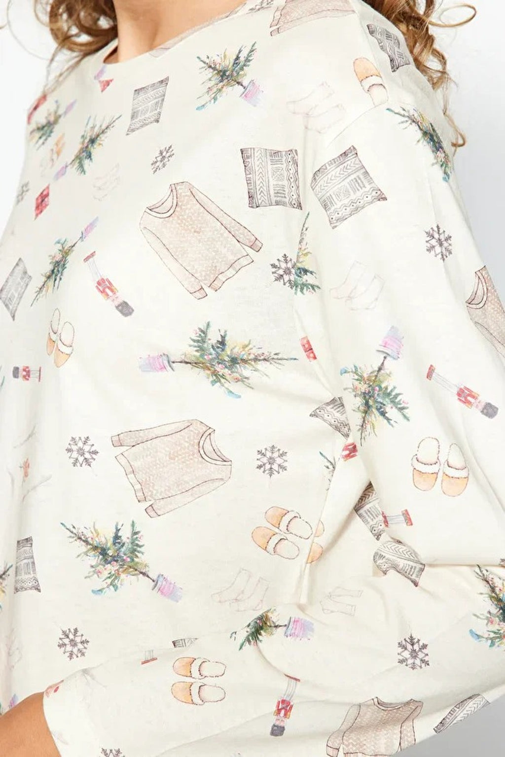 2-Piece 100% Cotton Winter Themed Knit Pajama Set