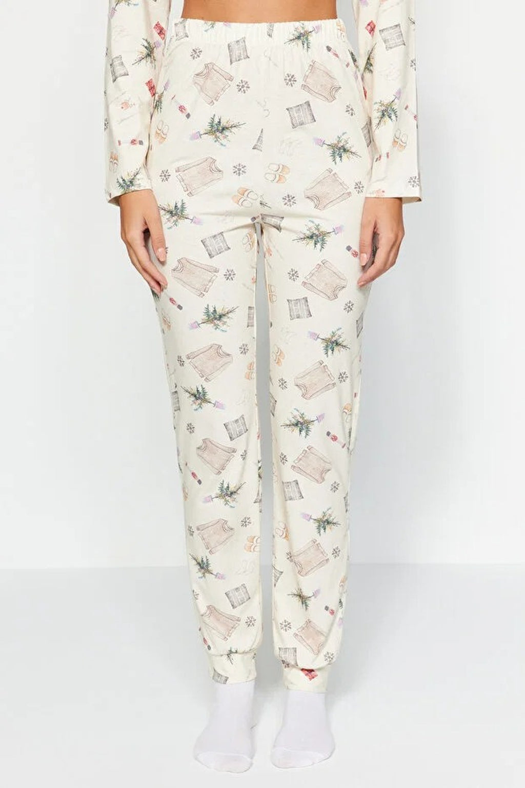 2-Piece 100% Cotton Winter Themed Knit Pajama Set