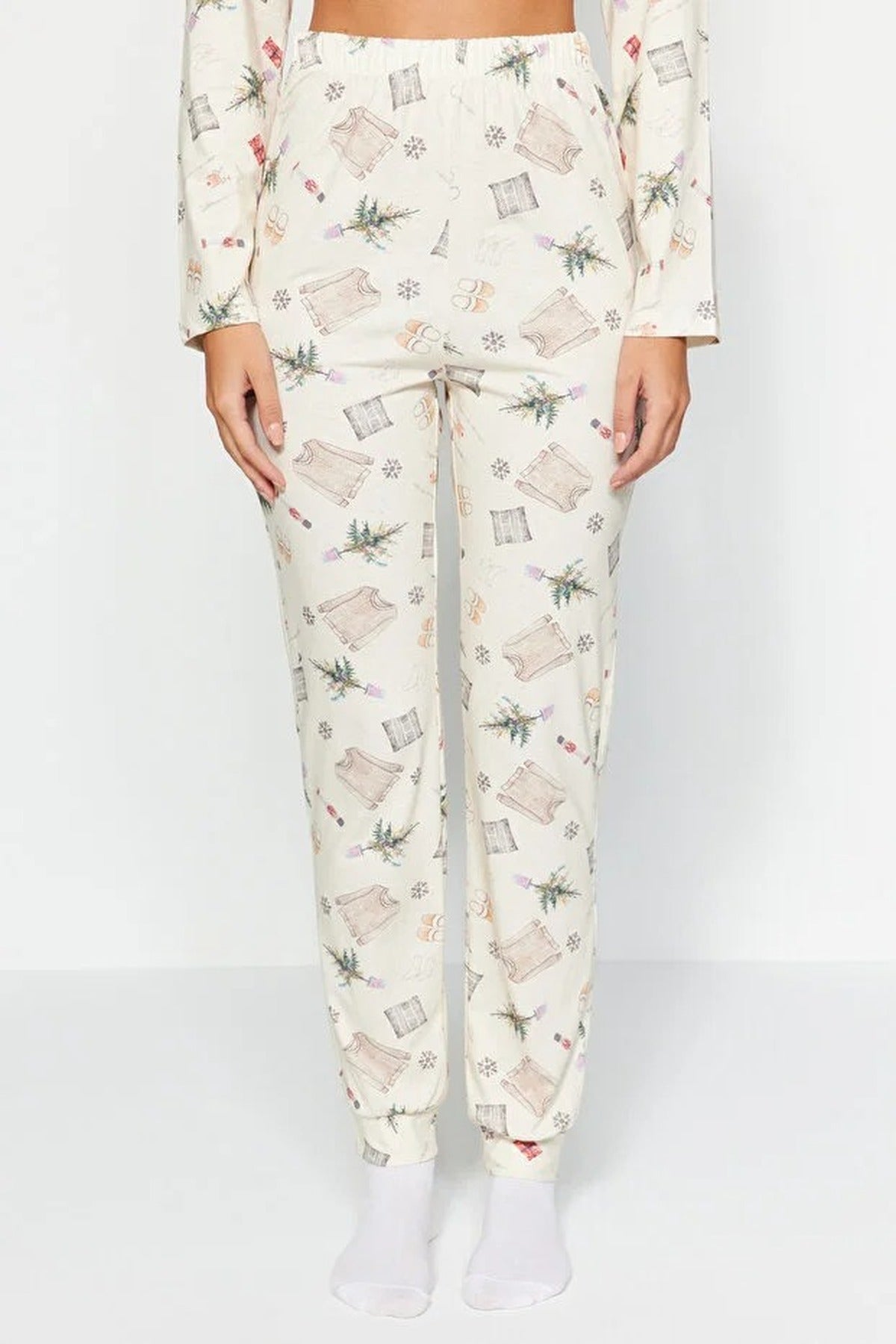 2-Piece 100% Cotton Winter Themed Knit Pajama Set