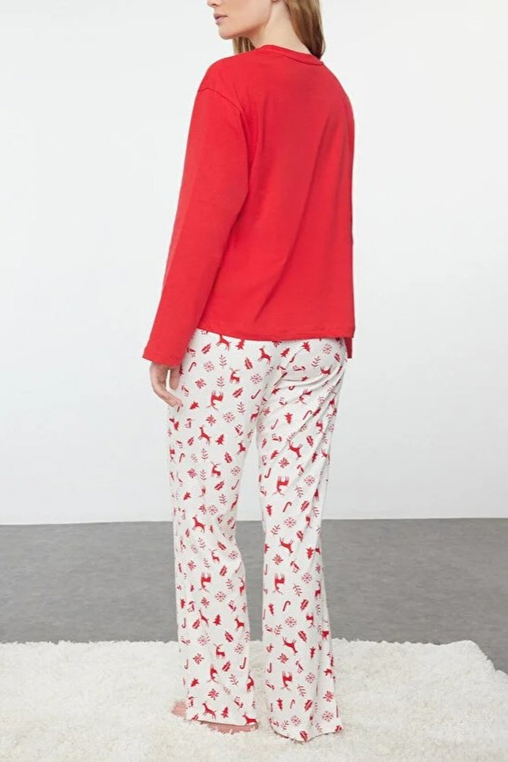 2-Piece 100% Cotton Christmas Themed Knit Pajama Set