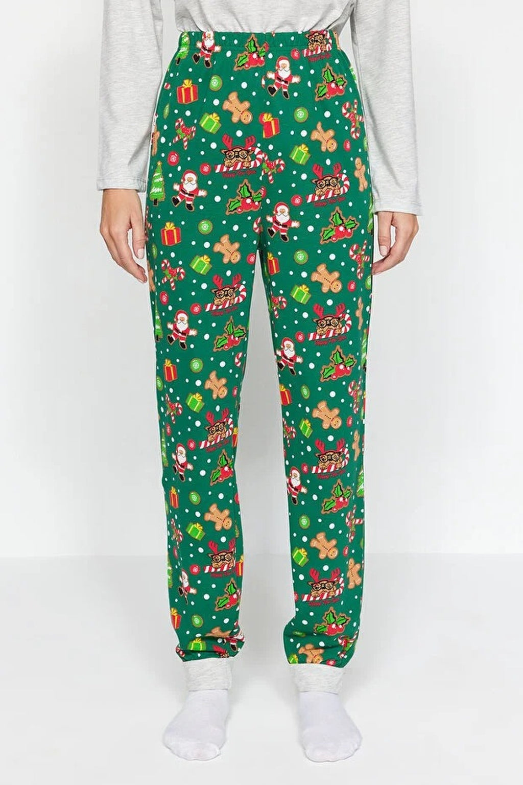 2-Piece 100% Cotton Christmas Themed Knit Pajama Set