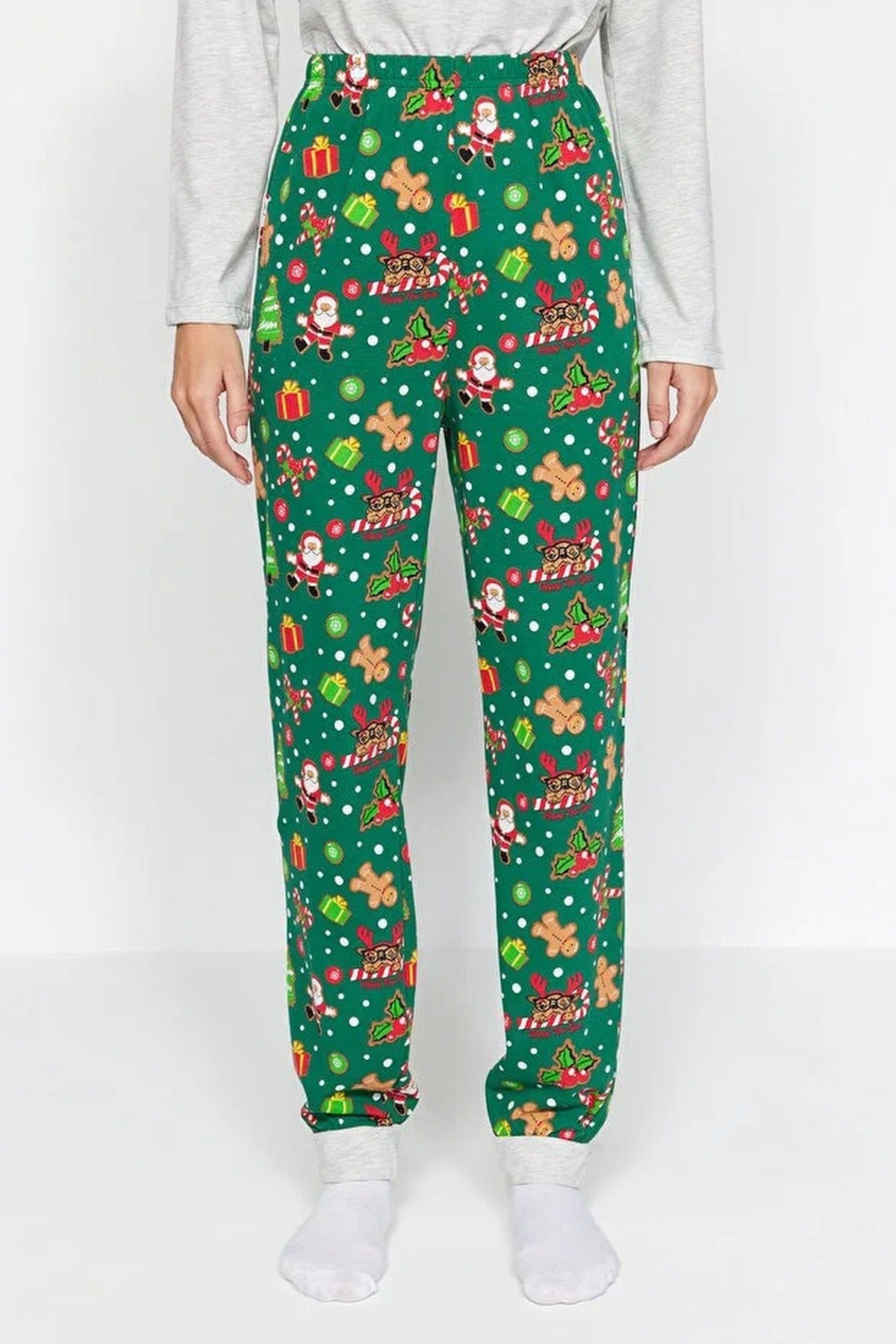 2-Piece 100% Cotton Christmas Themed Knit Pajama Set