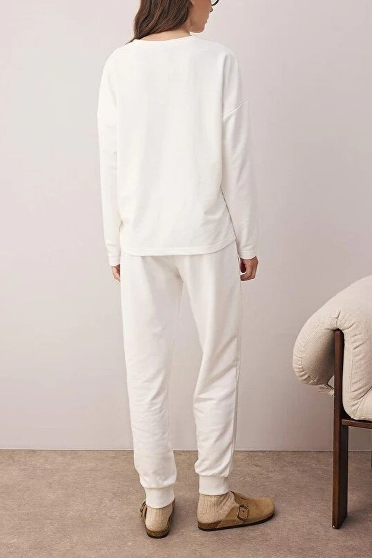 2-Piece Christmas Themed Slogan Embroidered Knit Pajama Set