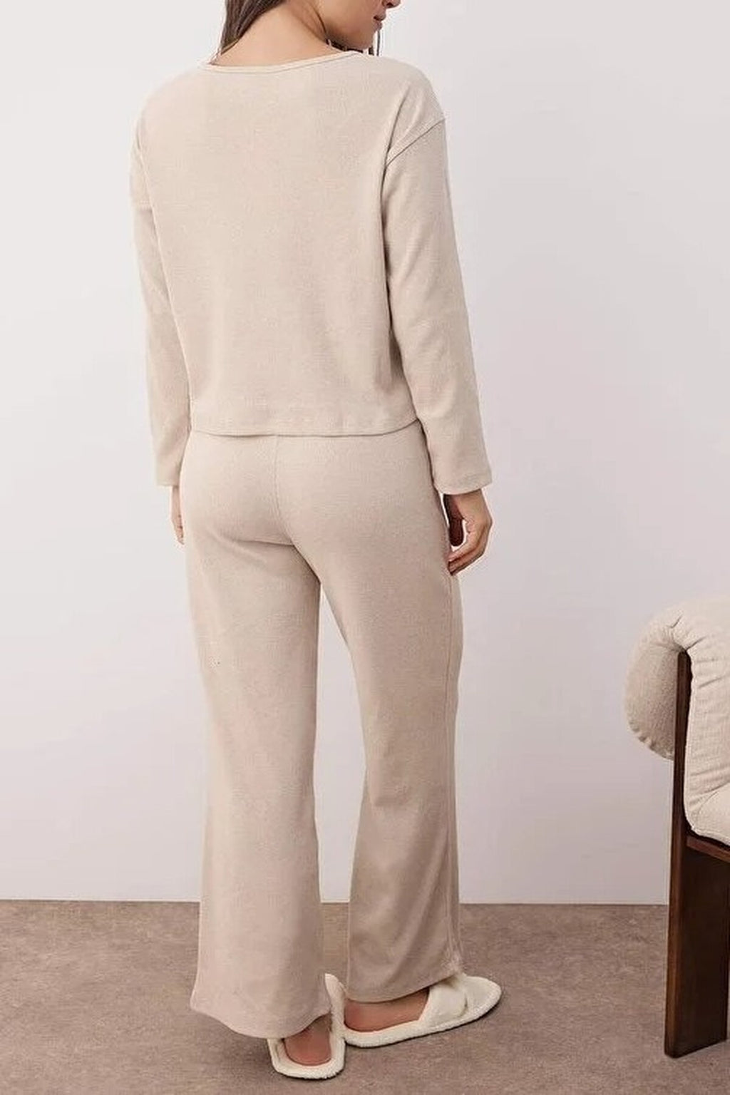 2-Piece Ribbed Long-Sleeve Pajama Set