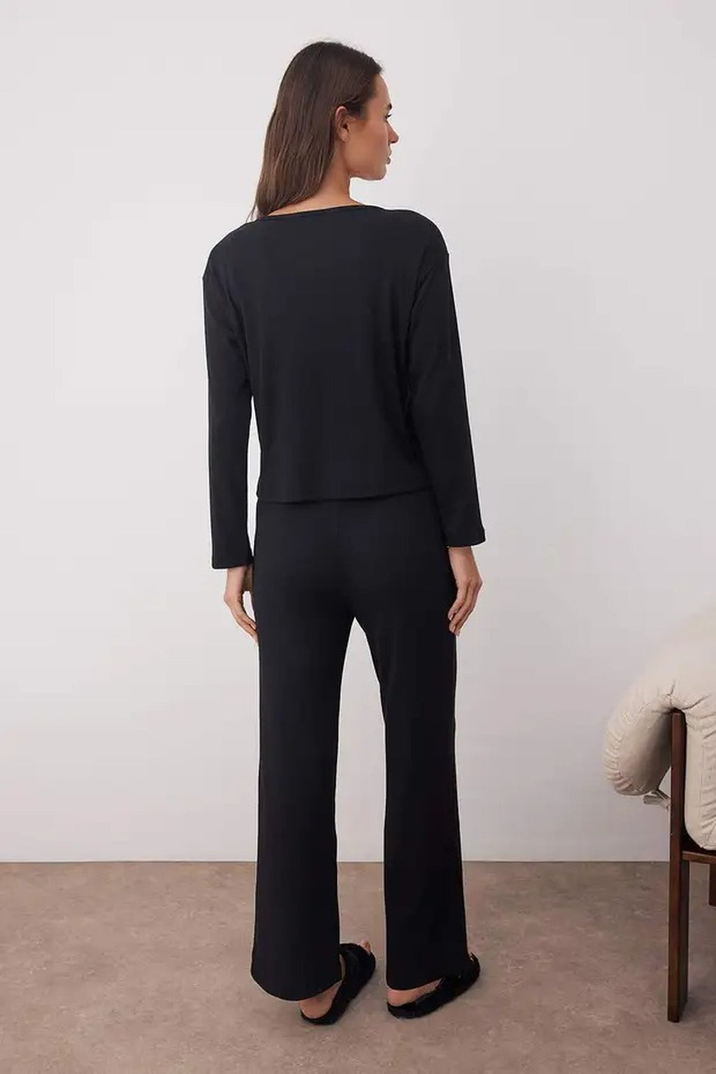2-Piece Ribbed Long-Sleeve Pajama Set