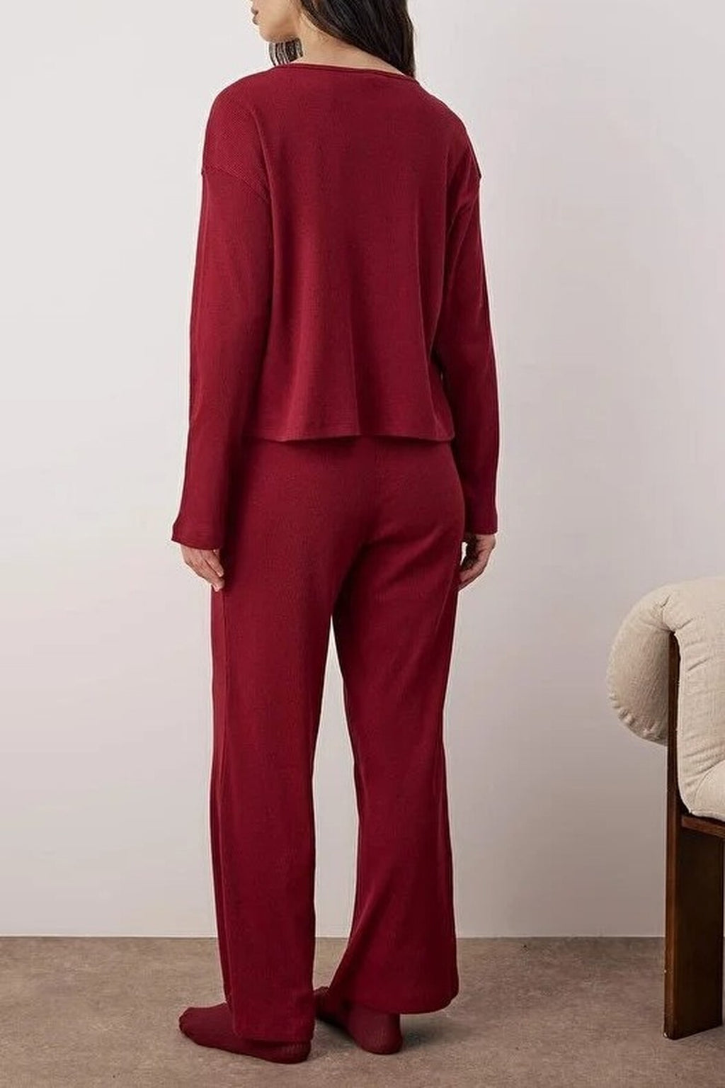 2-Piece Ribbed Long-Sleeve Pajama Set
