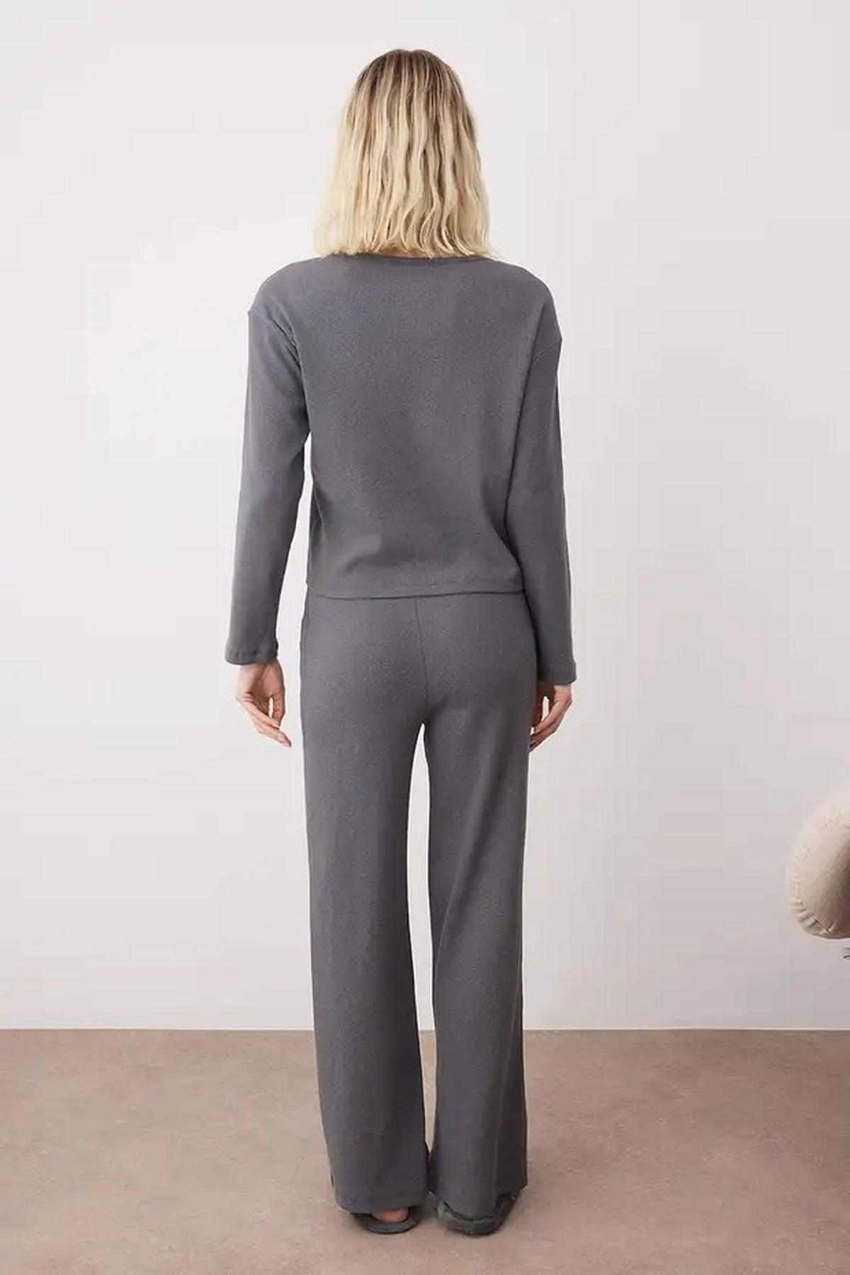 2-Piece Ribbed Long-Sleeve Pajama Set