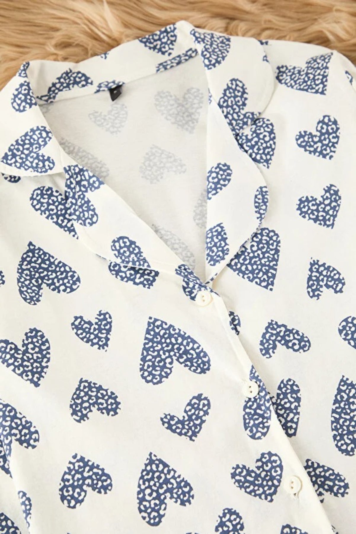 2-Piece Cotton Leopard Heart Knit Pajama Set