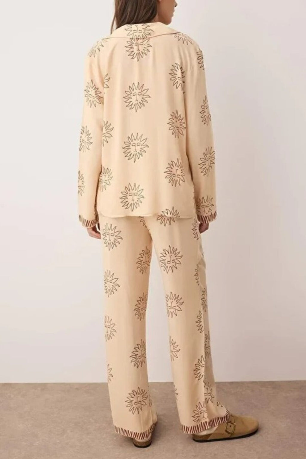 2- Piece Sun Patterned Viscose Woven Pajama Set