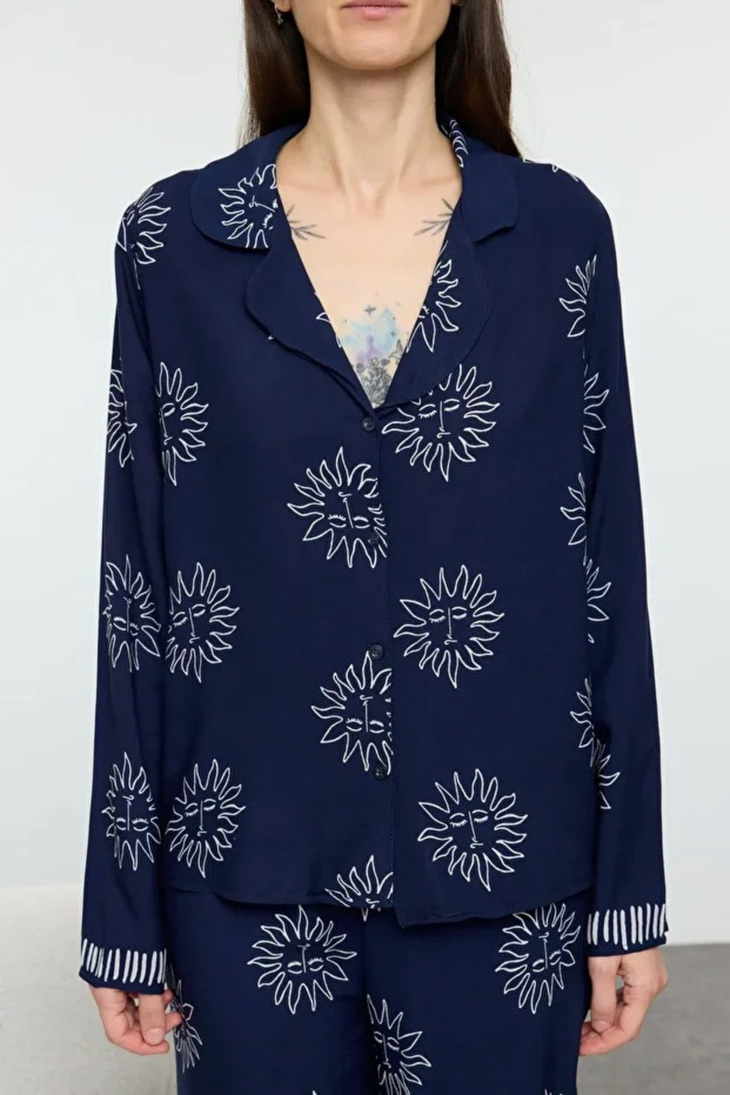 2- Piece Sun Patterned Viscose Woven Pajama Set