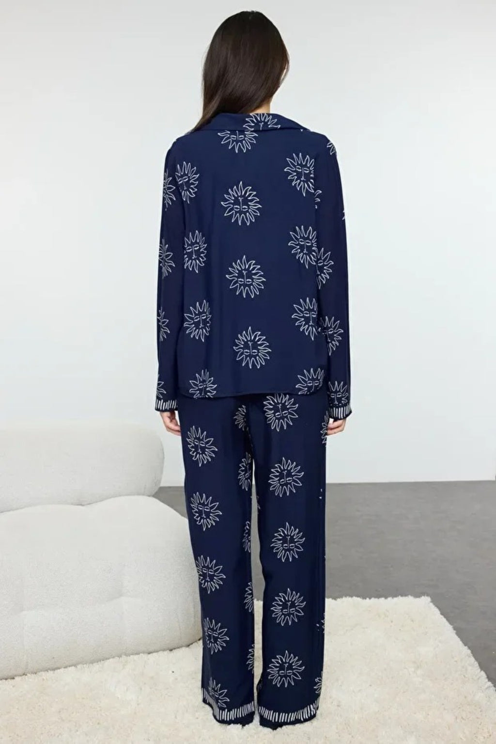 2- Piece Sun Patterned Viscose Woven Pajama Set