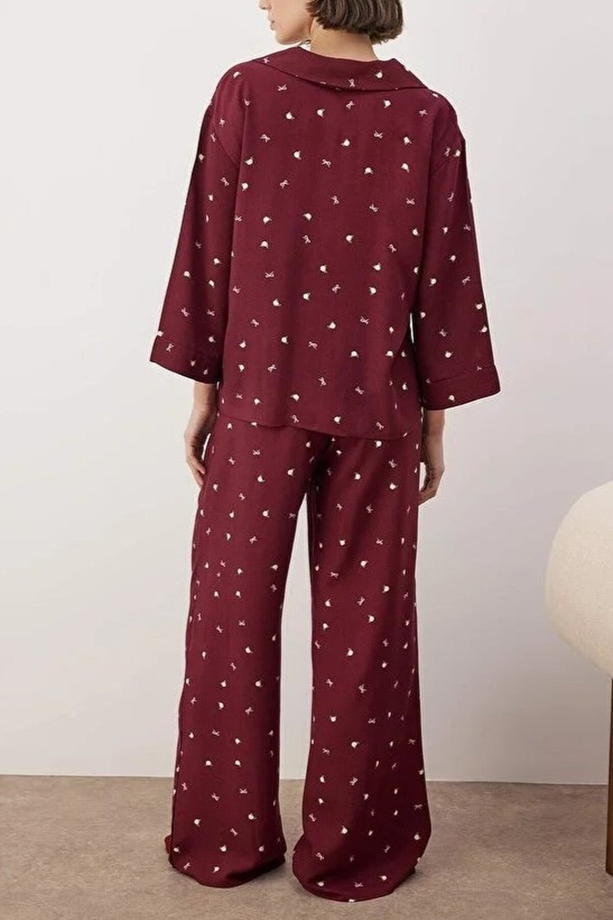 2-Piece Printed Shally Woven Pajama Set