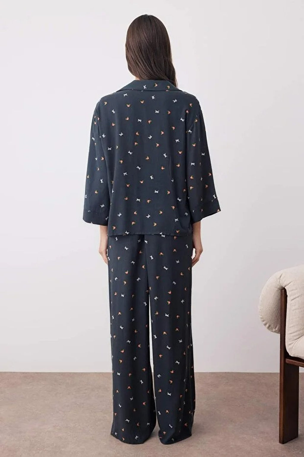 2-Piece Printed Shally Woven Pajama Set