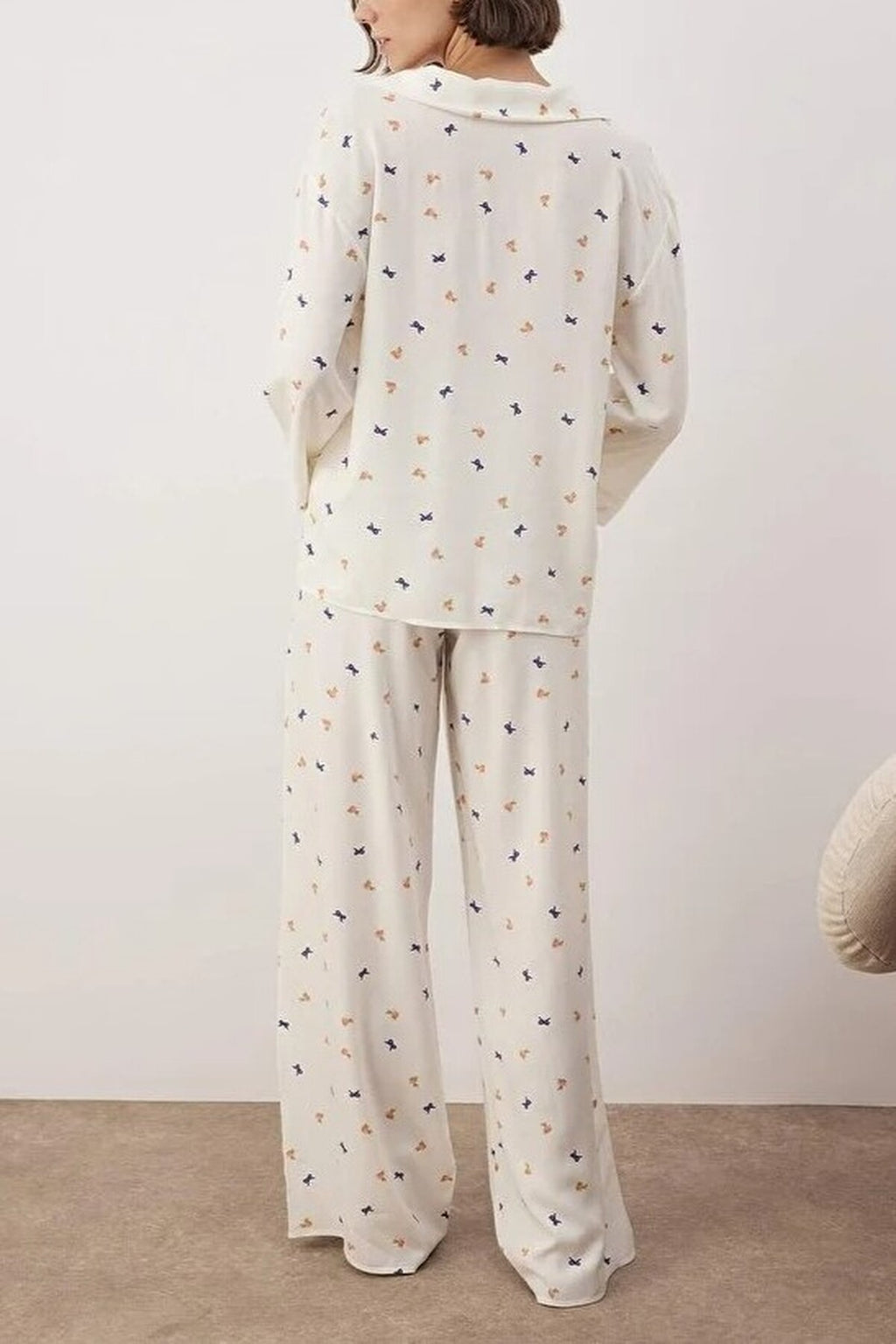 2-Piece Printed Shally Woven Pajama Set