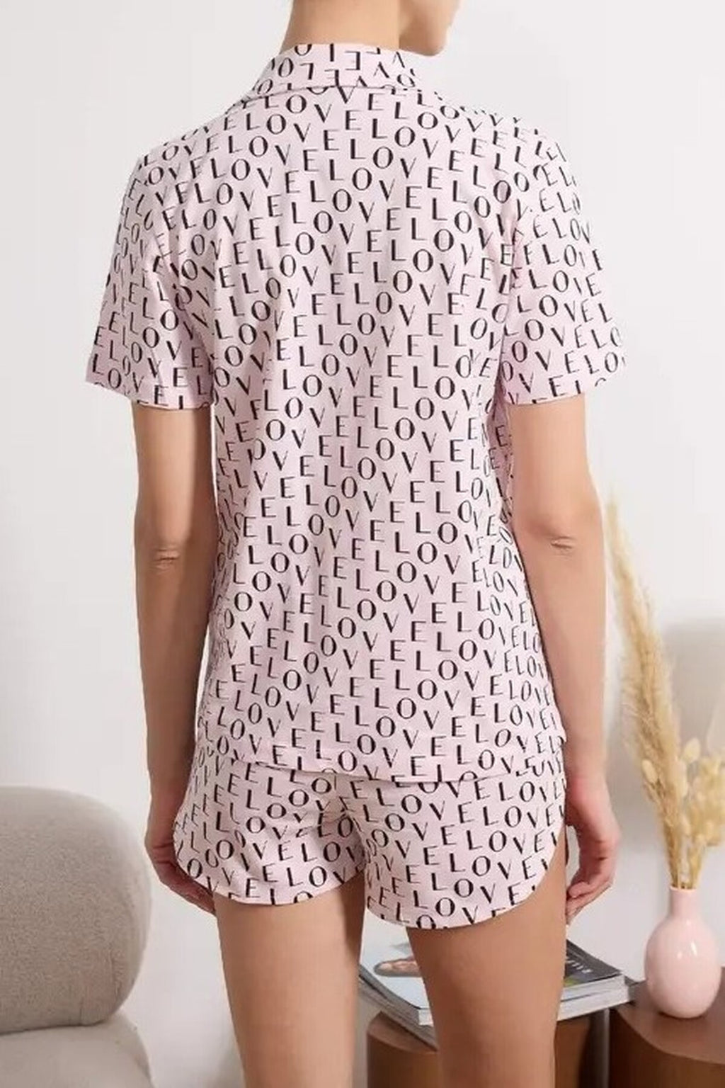 2-Piece 100% Cotton Slogan Pattern Knitted Pajama Set