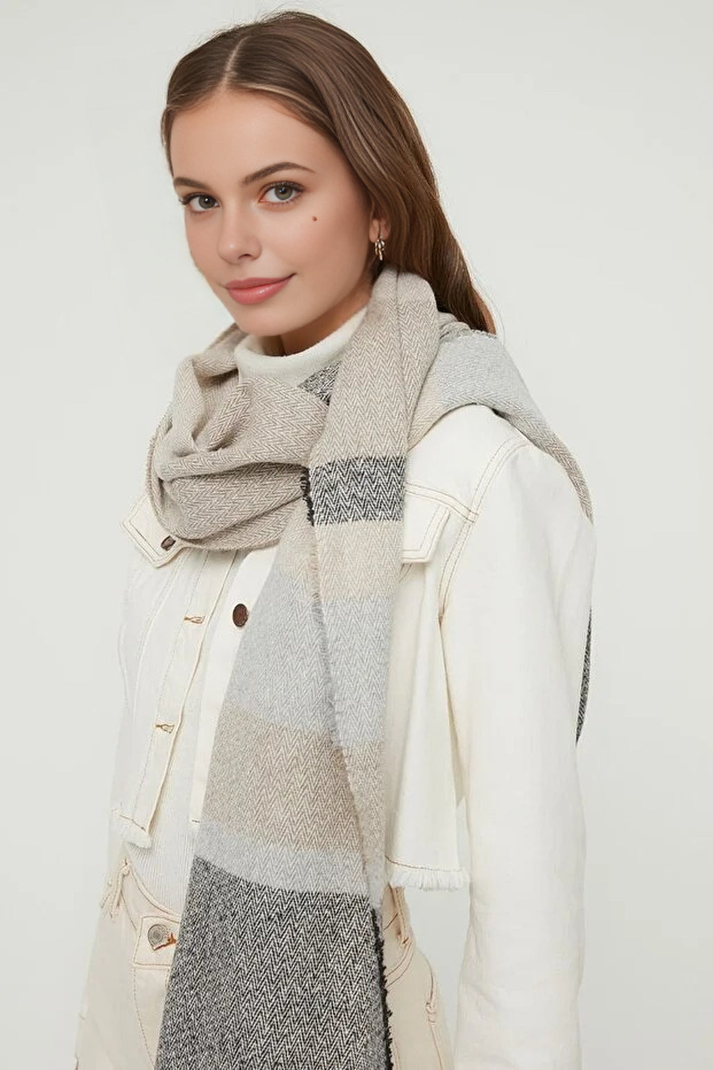 Color Block Soft Texture Scarf