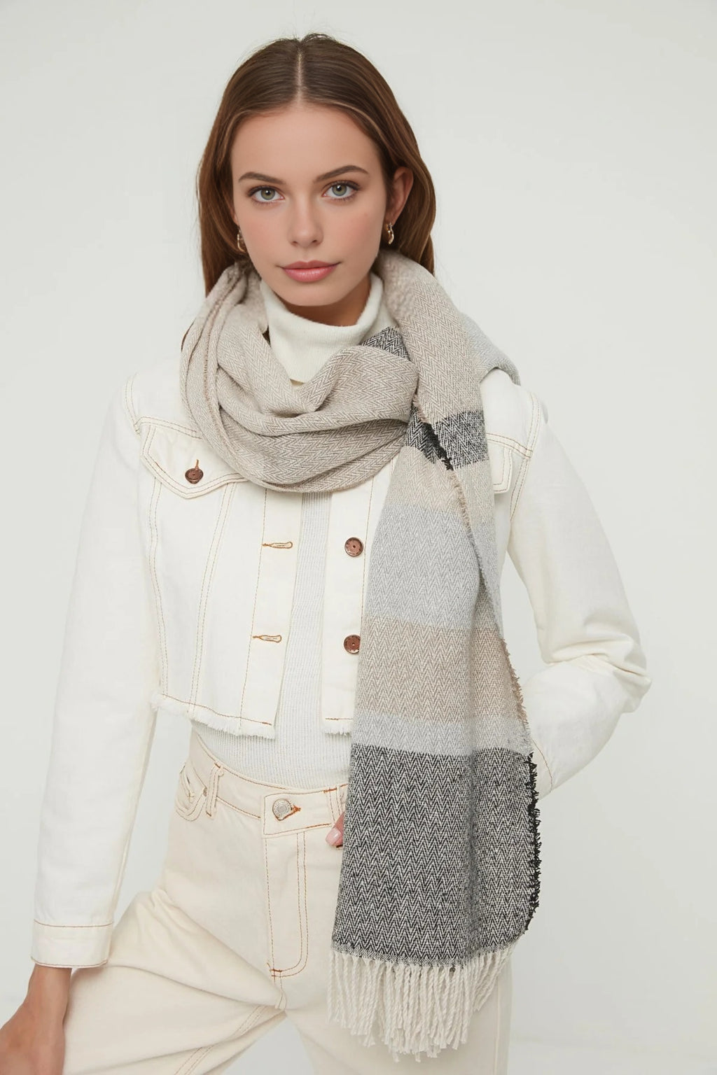 Color Block Soft Texture Scarf