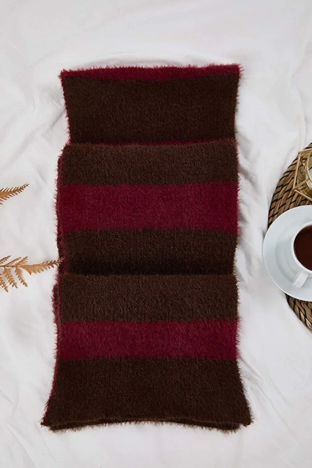 Soft Textured Color Blocking Knit Scarf