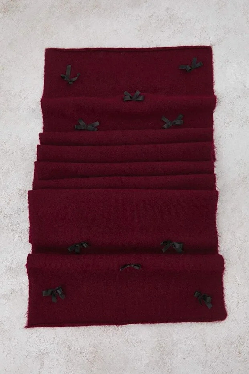 2-Piece Soft Textured Knit Scarf and Beanie Set with Ribbon Detail