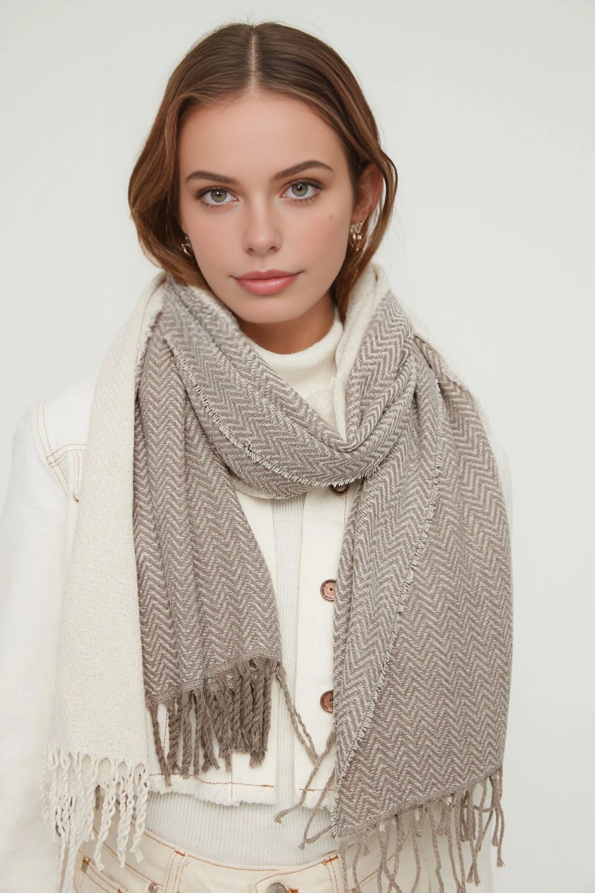 Pattern Blocked Soft Textured Women's Scarf