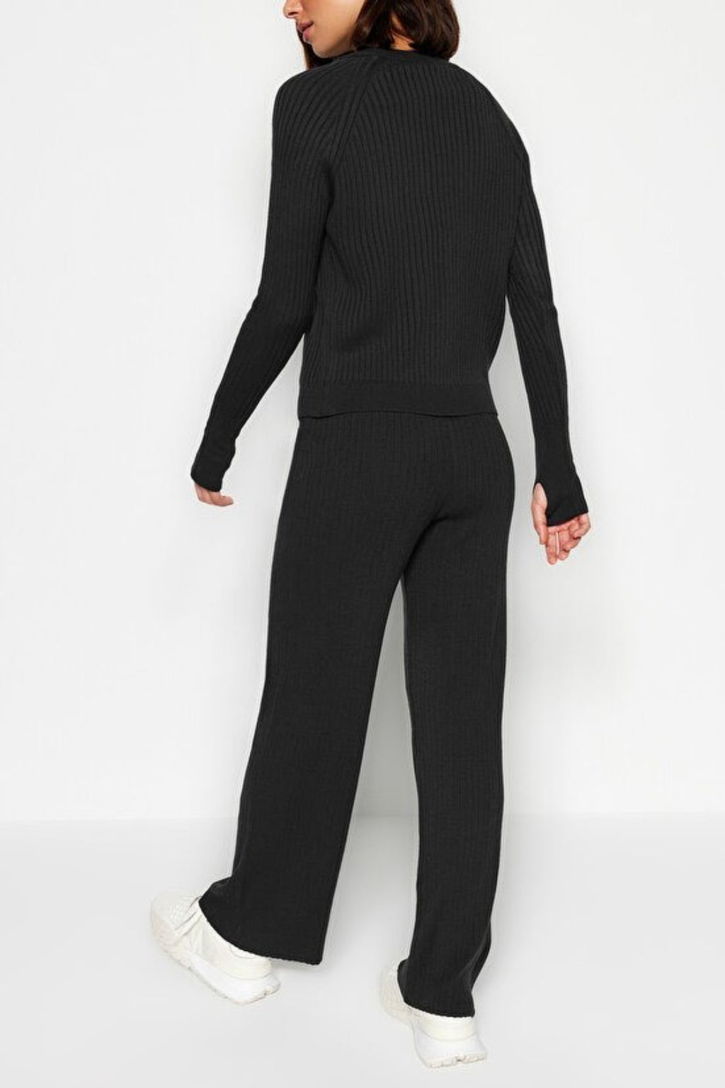 2-Piece Basic Knit Set with Finger Detail