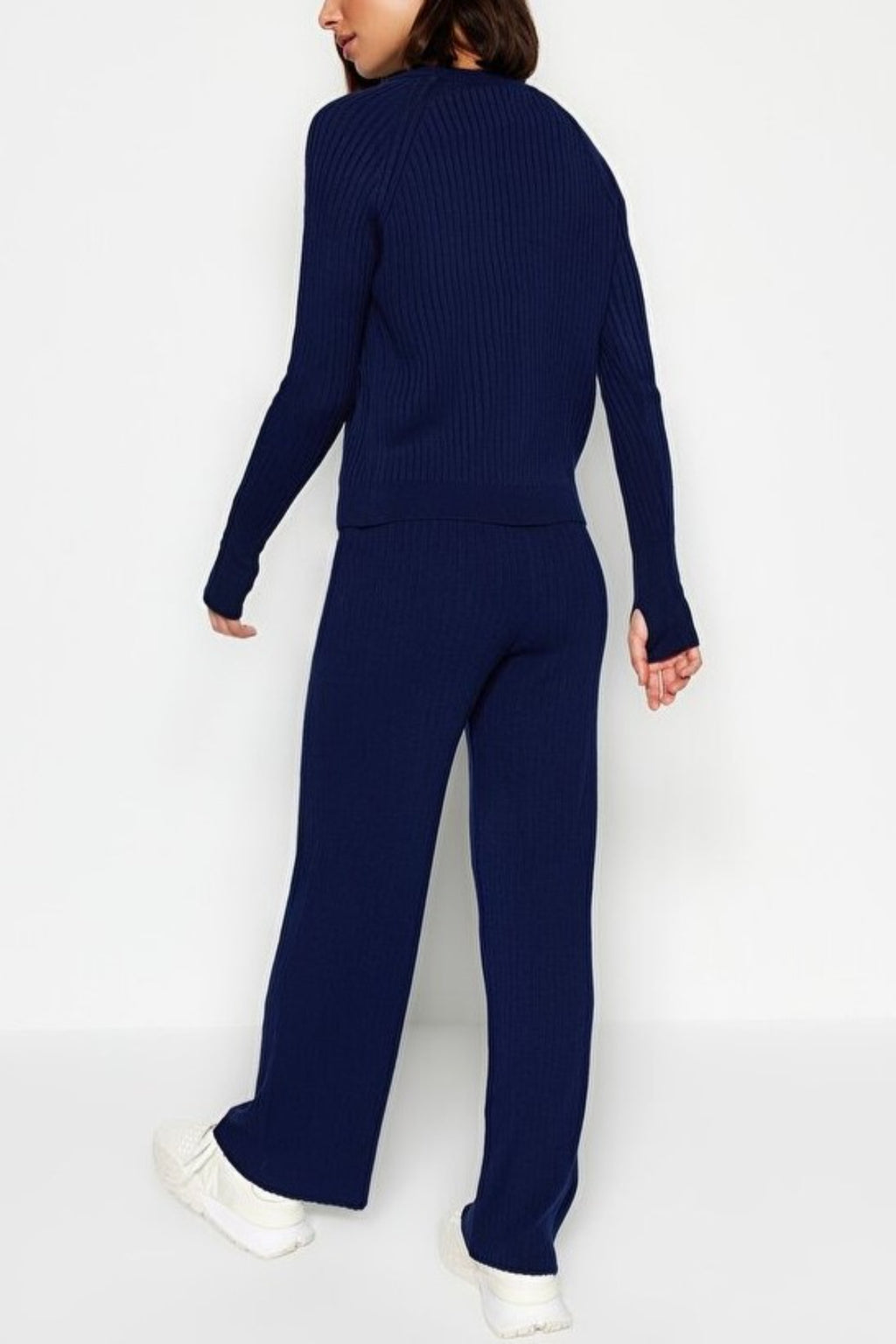 2-Piece Basic Knit Set with Finger Detail