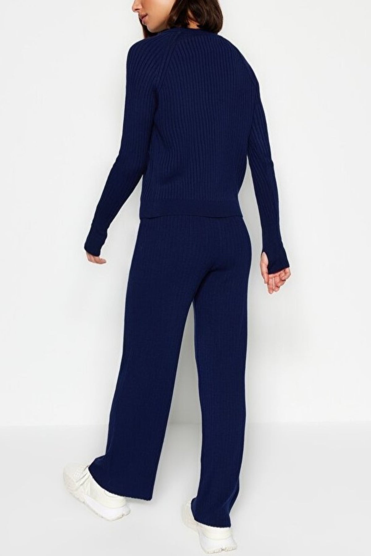 2-Piece Basic Knit Set with Finger Detail